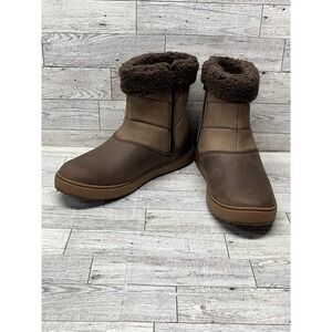 LL Bean 7.5 M Women's Mountainside Boots Mid Fleece-Lined Brown Side Zip